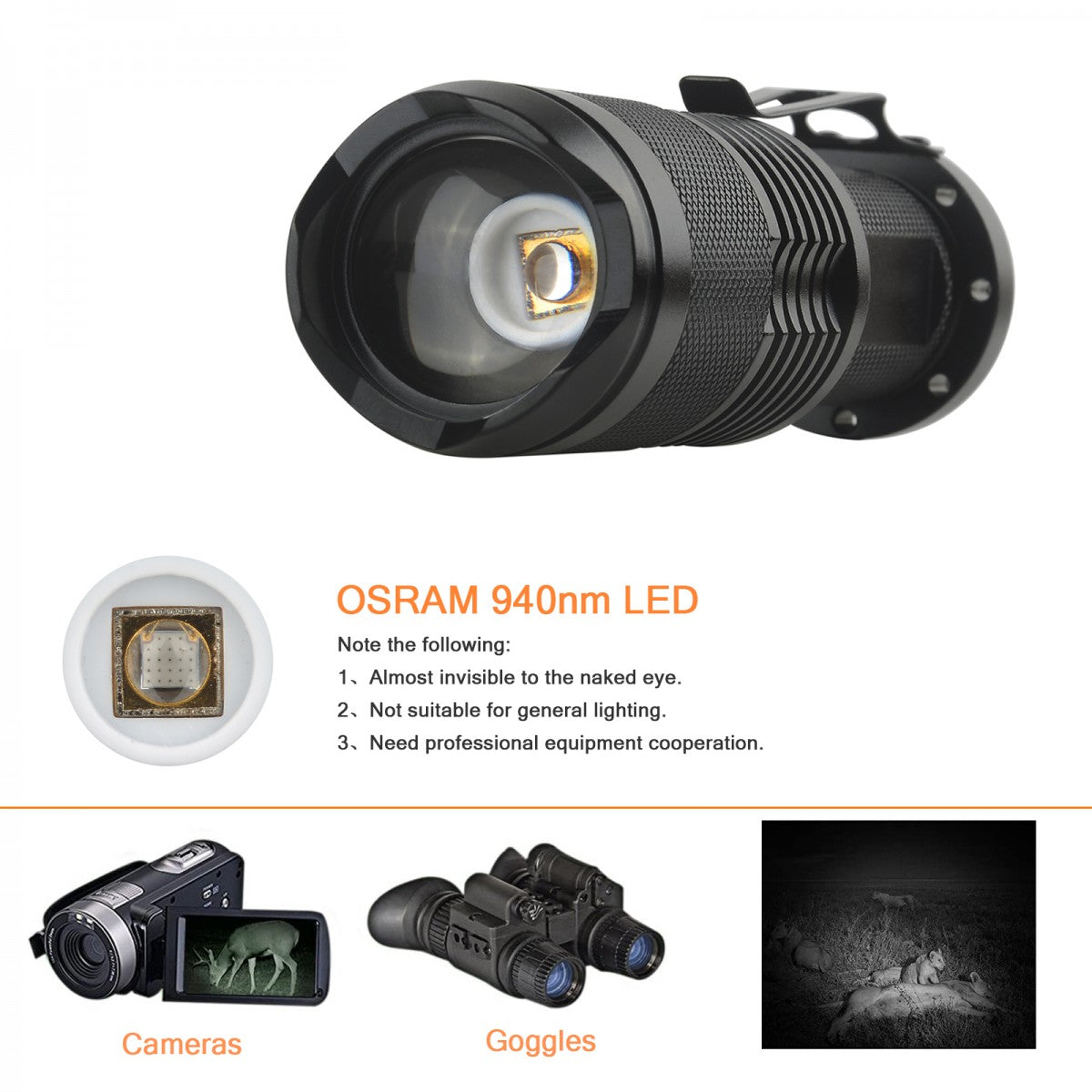 UltraFire SK98 OSRAM  Infrared Focusing LED Flashlight Waterproof