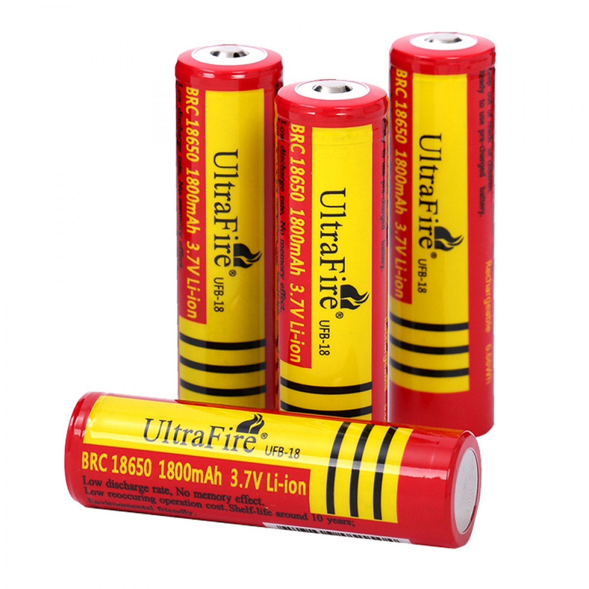 UltraFire 1800mAh 3.7V 18650 Li-ion Rechargeable Battery Without Protection Board (2PCS)