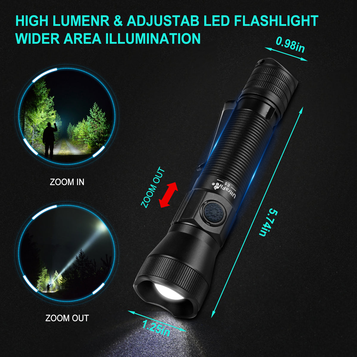 UltraFire E5 USB Charging High Lumen Tactical Flashlights