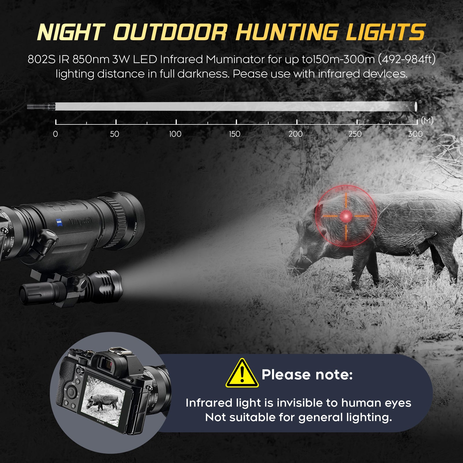 UltraFire UF-802S Infrared IR 850nm Night Vision LED Flashlight
