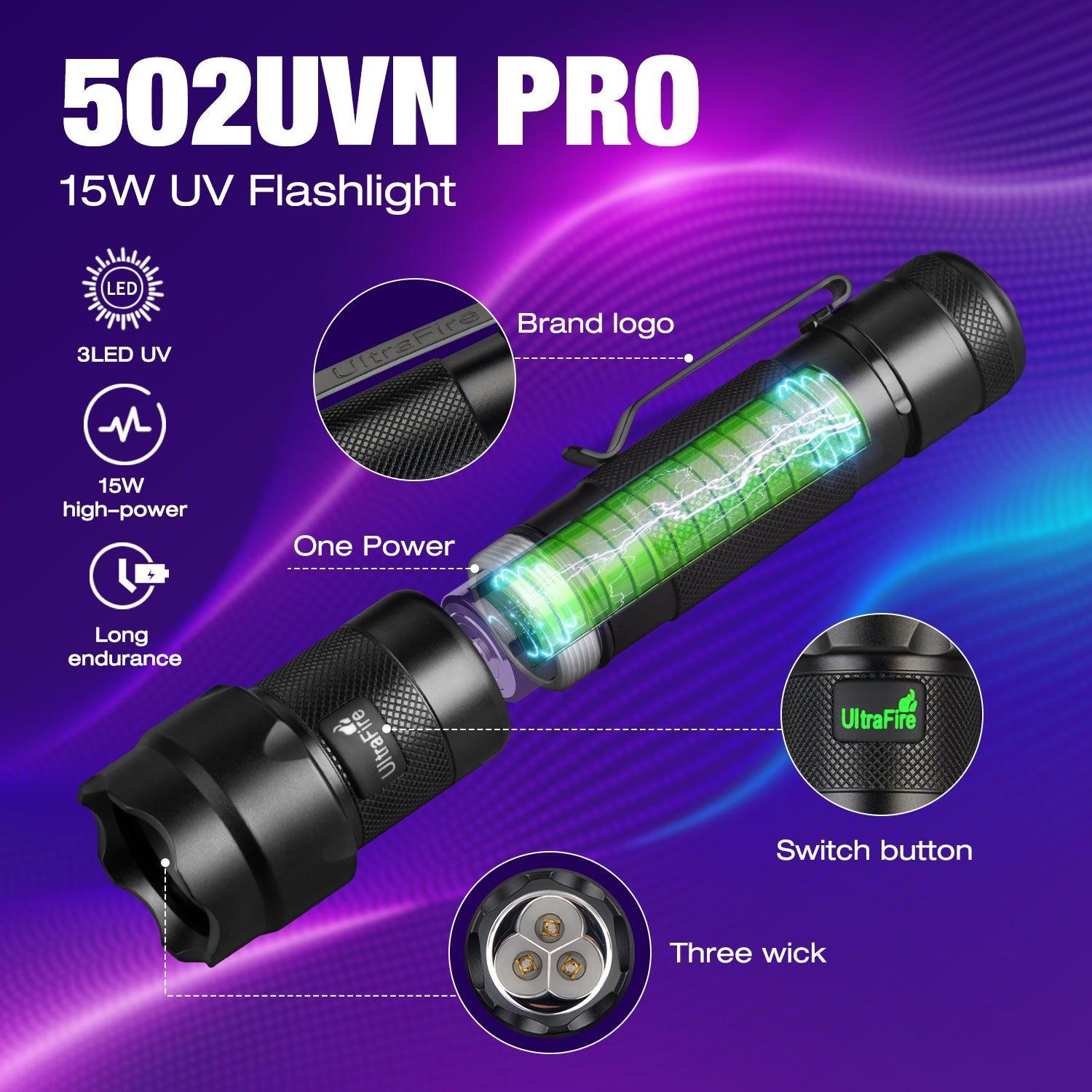 502UV PRO UV Flashlight 3 Wick - UltraFire