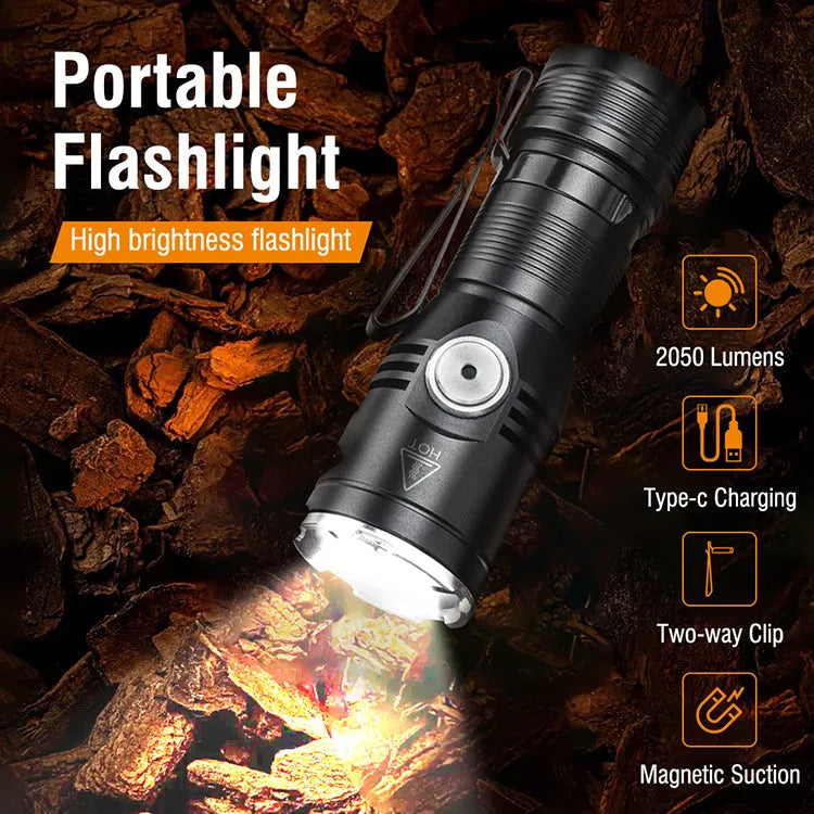 UltraFire Rechargeable Small Tactical Flashlight, 2050 Lumen High Power LED Pocket Flashlight