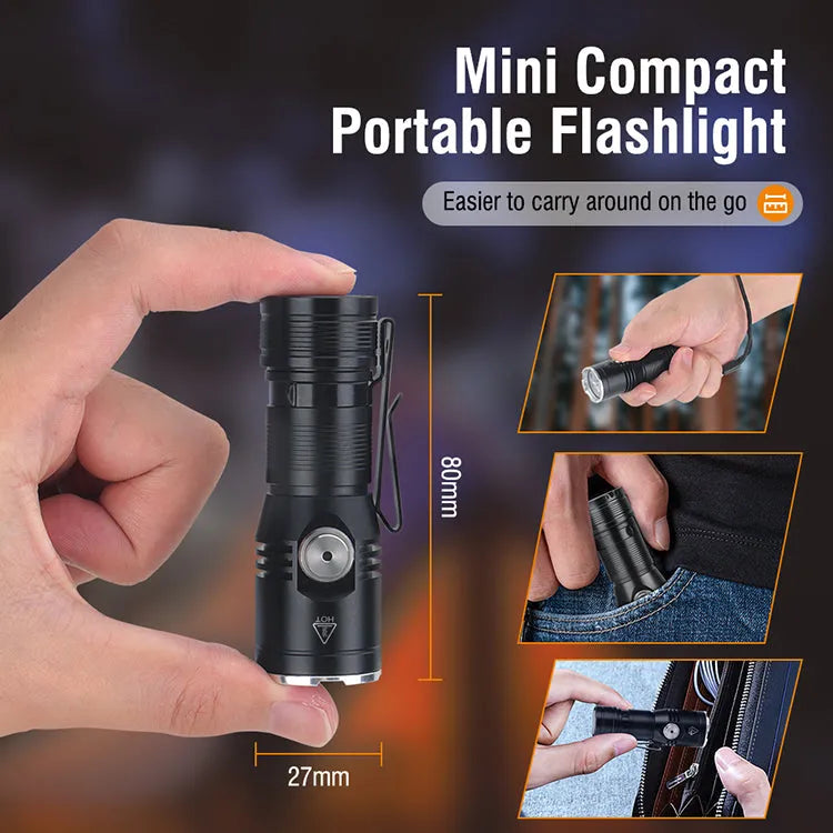UltraFire Rechargeable Small Tactical Flashlight, 2050 Lumen High Power LED Pocket Flashlight