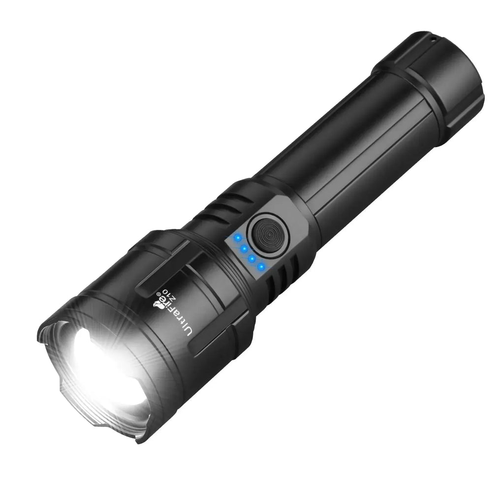 UltraFire Z10 Tactical Flashlight with Battery Pack – 1500LM Zoomable, Fire-Starting, Rechargeable