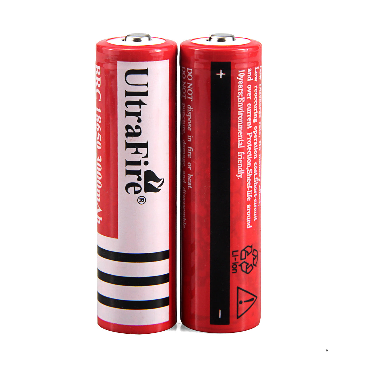 UltraFire 3000mAh 3.7V 18650 Rechargeable Lithium Batteries Without Pr