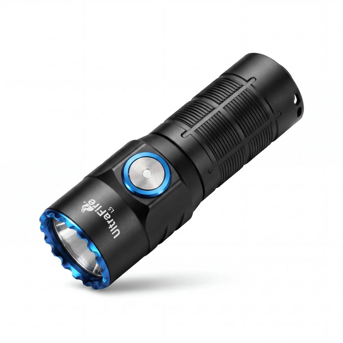 UltraFire L5 Black compact EDC flashlight angle view