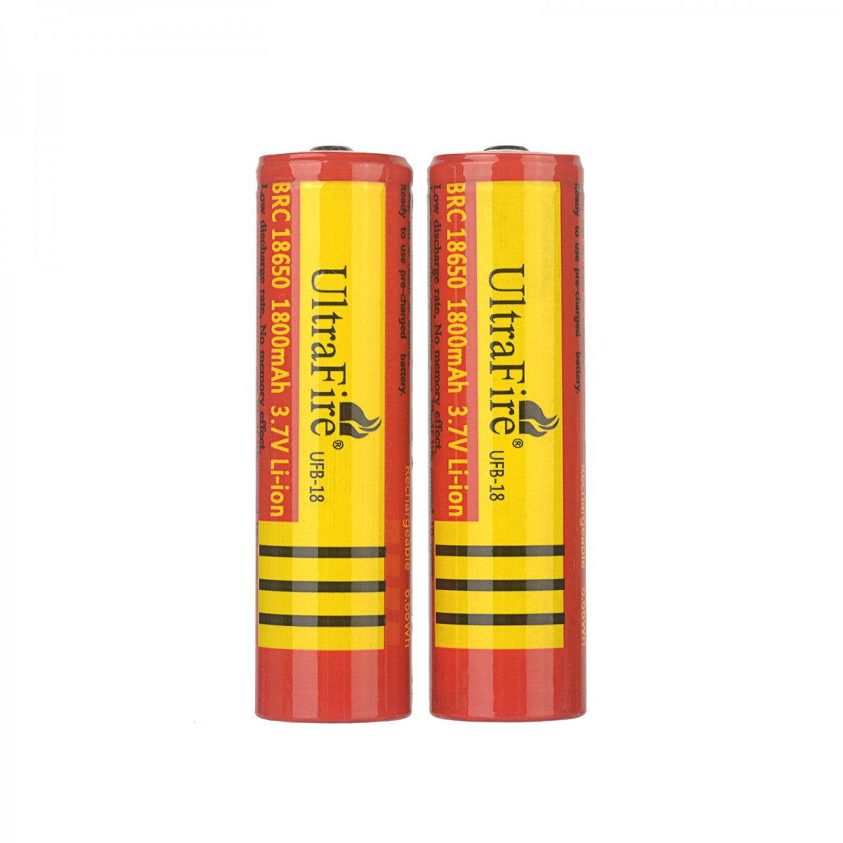 UltraFire 1800mAh 3.7V 18650 Li-ion Rechargeable Battery Without Protection Board (2PCS)