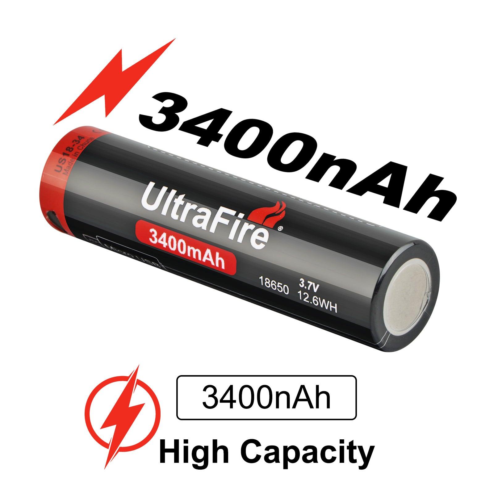 UltraFire 3400mAh 3.7V 18650 USB Rechargeable Lithium Battery with Pro