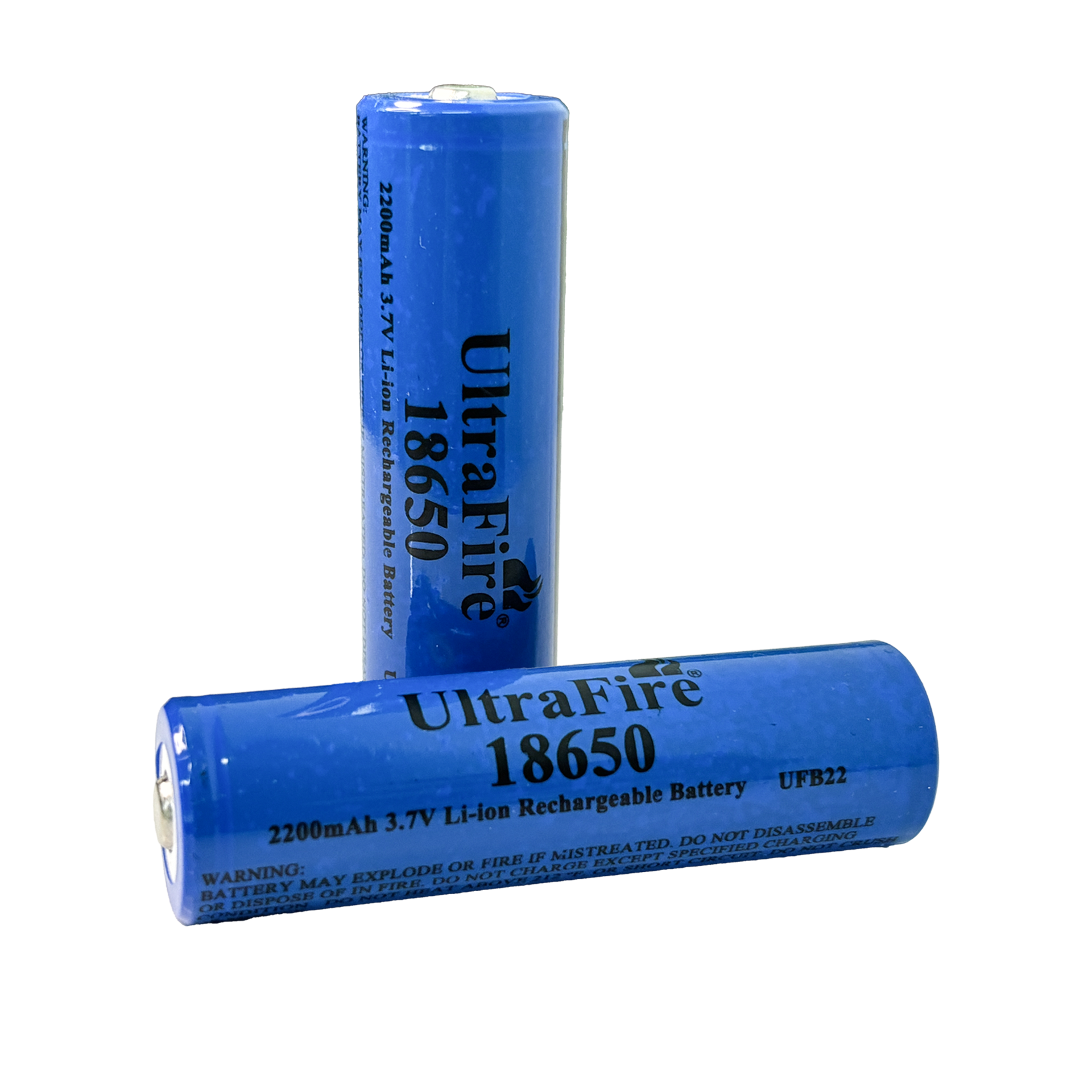 UltraFire 2200mAh 3.7V 18650 Rechargeable Li-ion Battery Without Protection Board (2PCS)