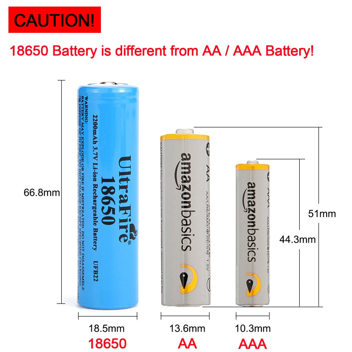 UltraFire 2200mAh 3.7V 18650 Rechargeable Li-ion Battery Without Protection Board (2PCS)