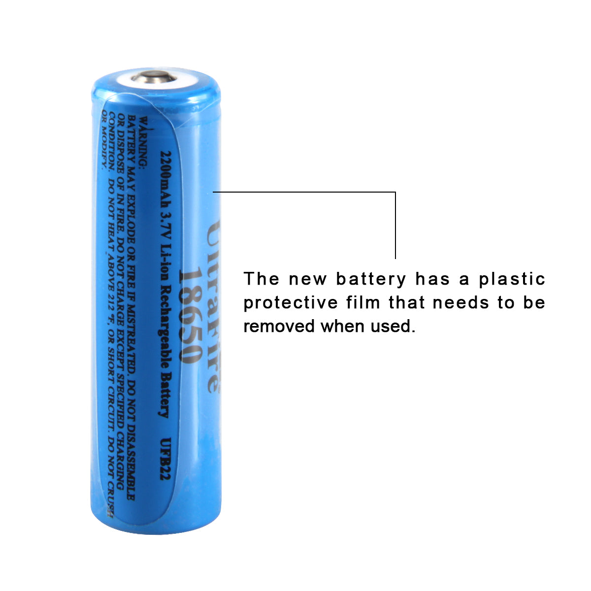 UltraFire 2200mAh 3.7V 18650 Rechargeable Li-ion Battery Without Protection Board (2PCS)