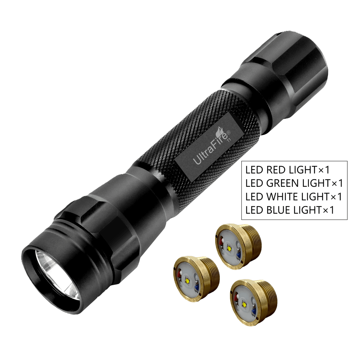 asp t1 df transitional led rechargeable flashlight UltraFire T1 Tactical Flashlight With Holster With 3 extra lamp holders
