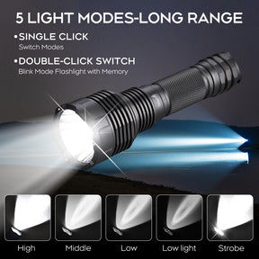 UltraFire C15 High Lumens LED Flashlight Rechargeable Long Range