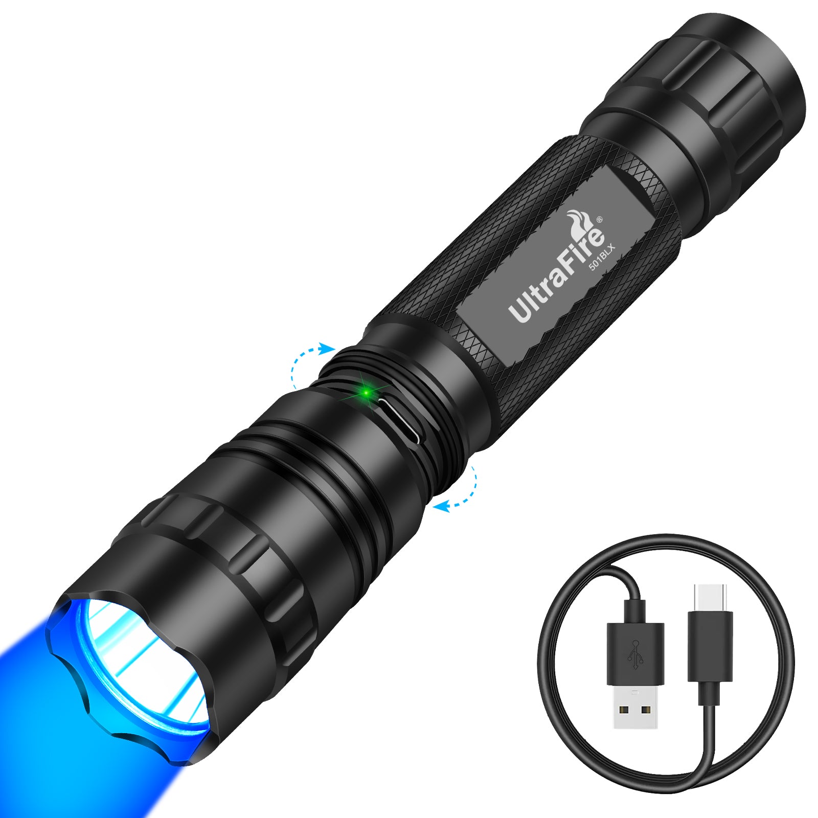 UltraFire® WF-501BLX Blue LED Rechargeable Flashlight