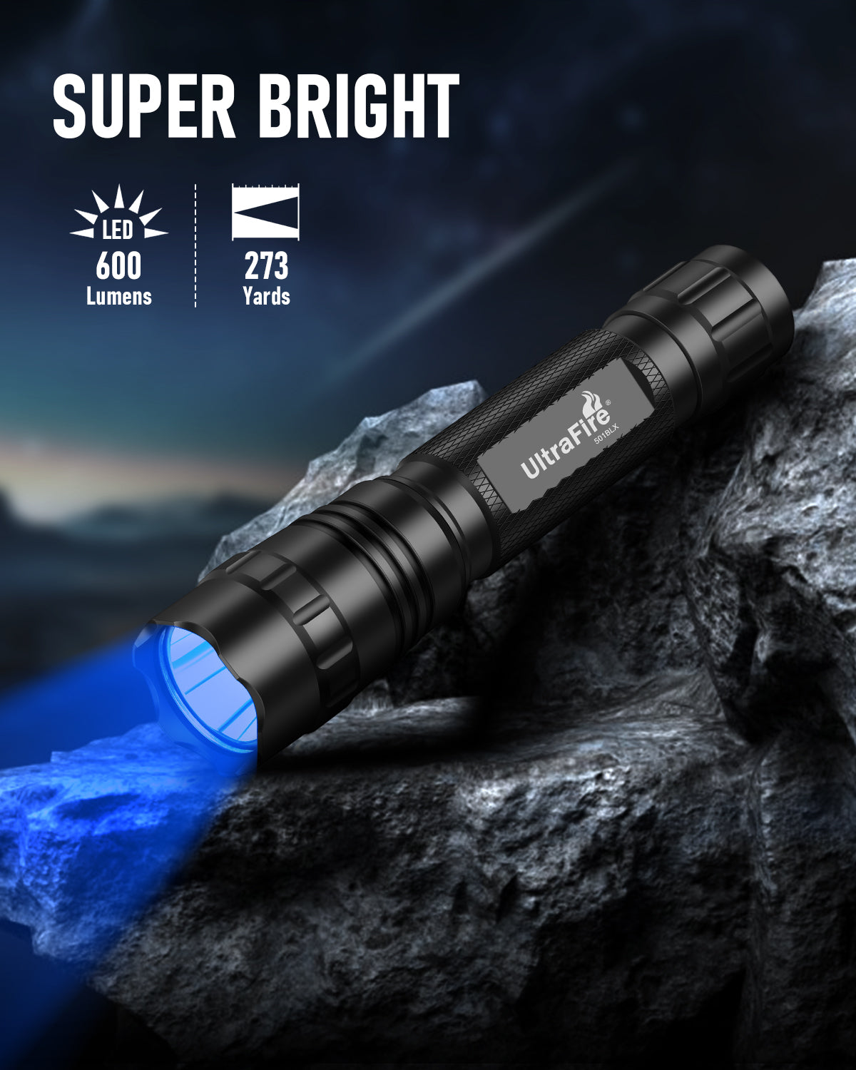 UltraFire® WF-501BLX Blue LED Rechargeable Flashlight