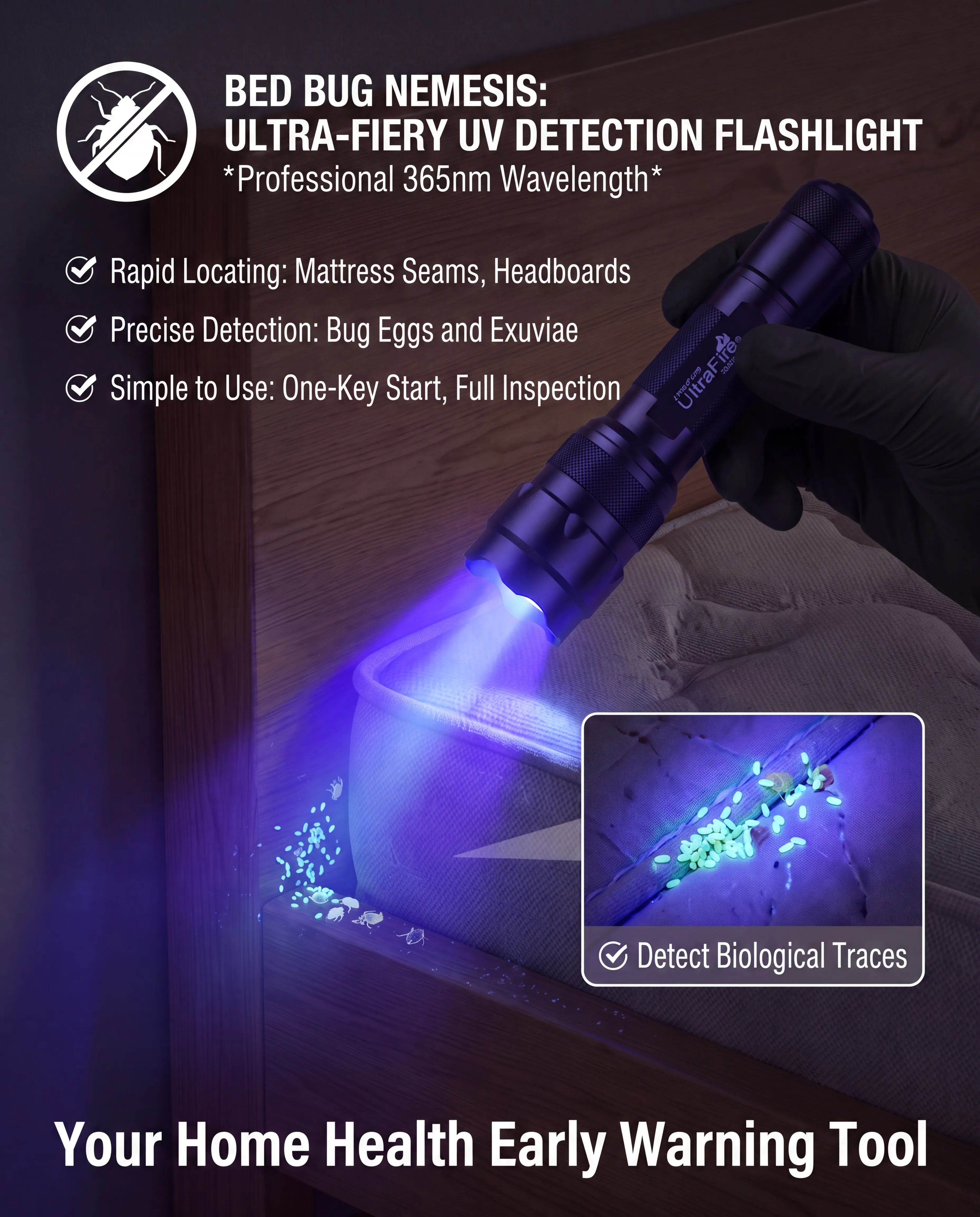 UltraFire® 502UV-365nm UV Flashlight