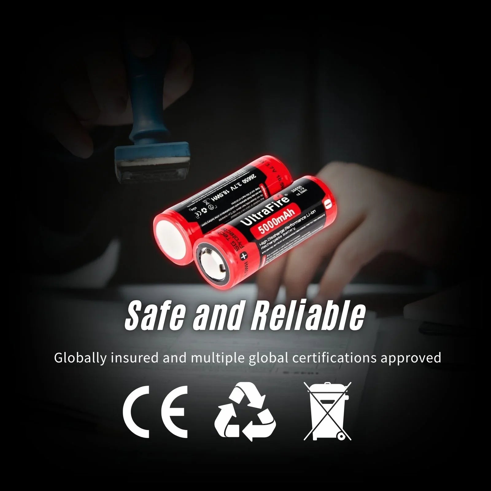 26650 vape battery UltraFire 26650 Rechargeable Battery - 5000mAh | 3.7V 10A