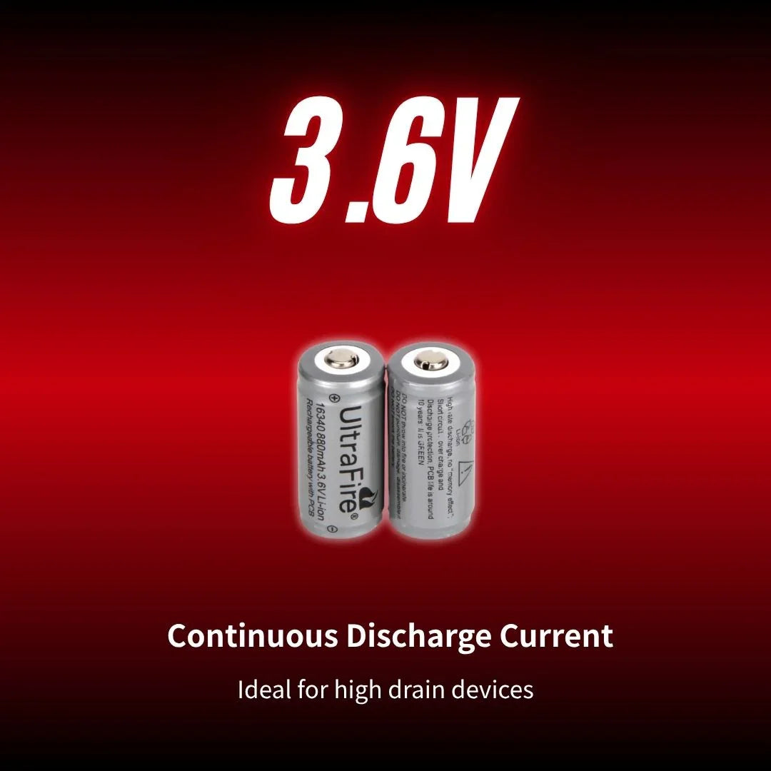 UltraFire 16340 Rechargeable Battery (2-Pack) UltraFire 16340 Rechargeable Battery (2-Pack)