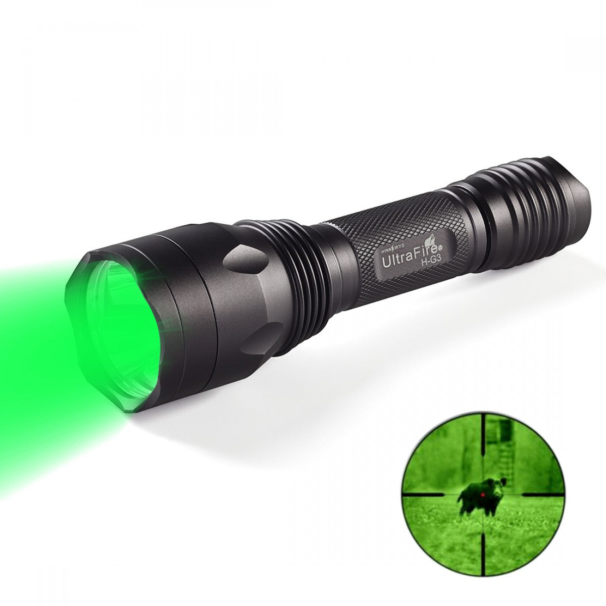 UltraFire H3 Green/Red/Blue Hunting Flashlight