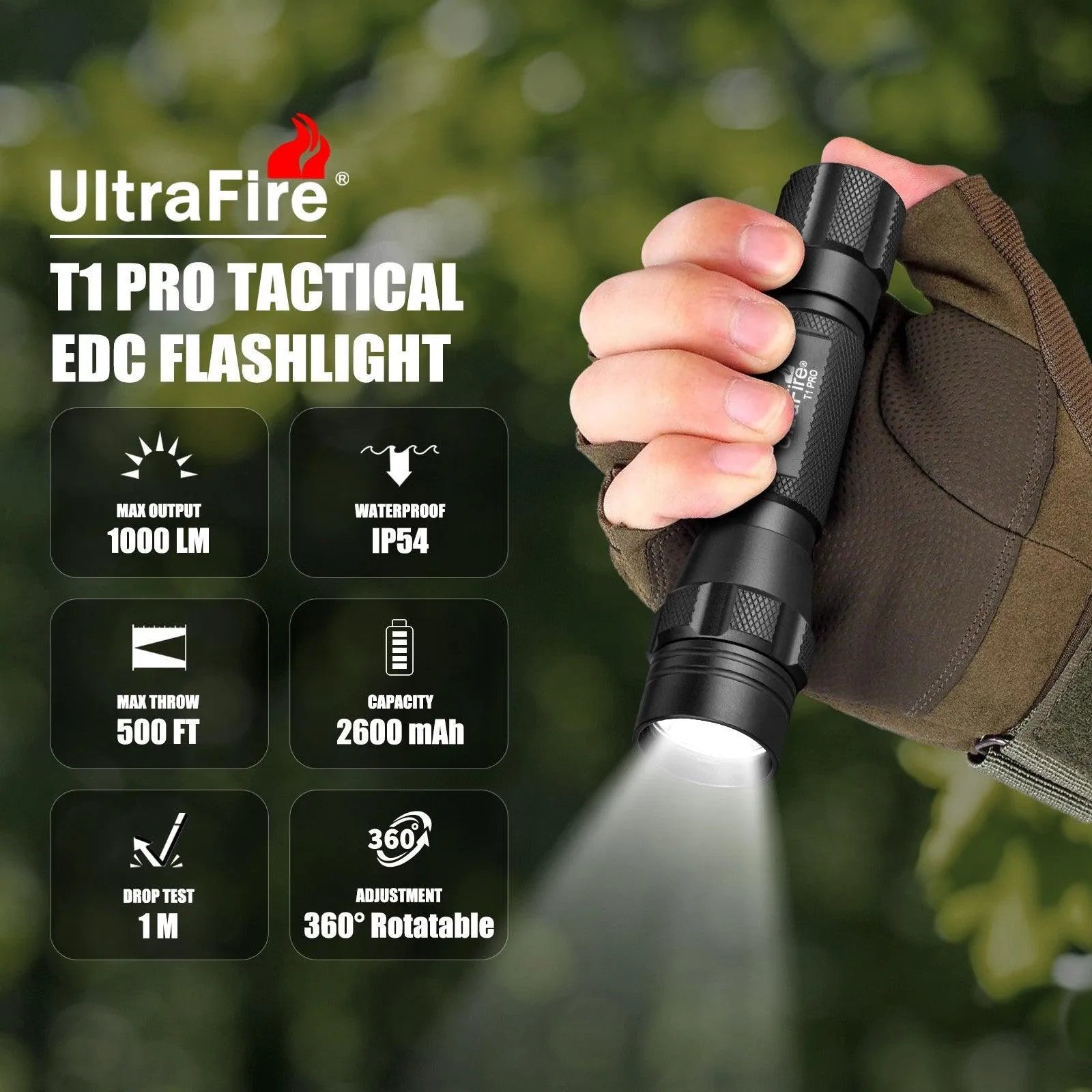 UltraFire T1 PRO Tactical Flashlight 3-Mode / Only UltraFire T1 PRO Tactical Flashlight 3-Mode / Only