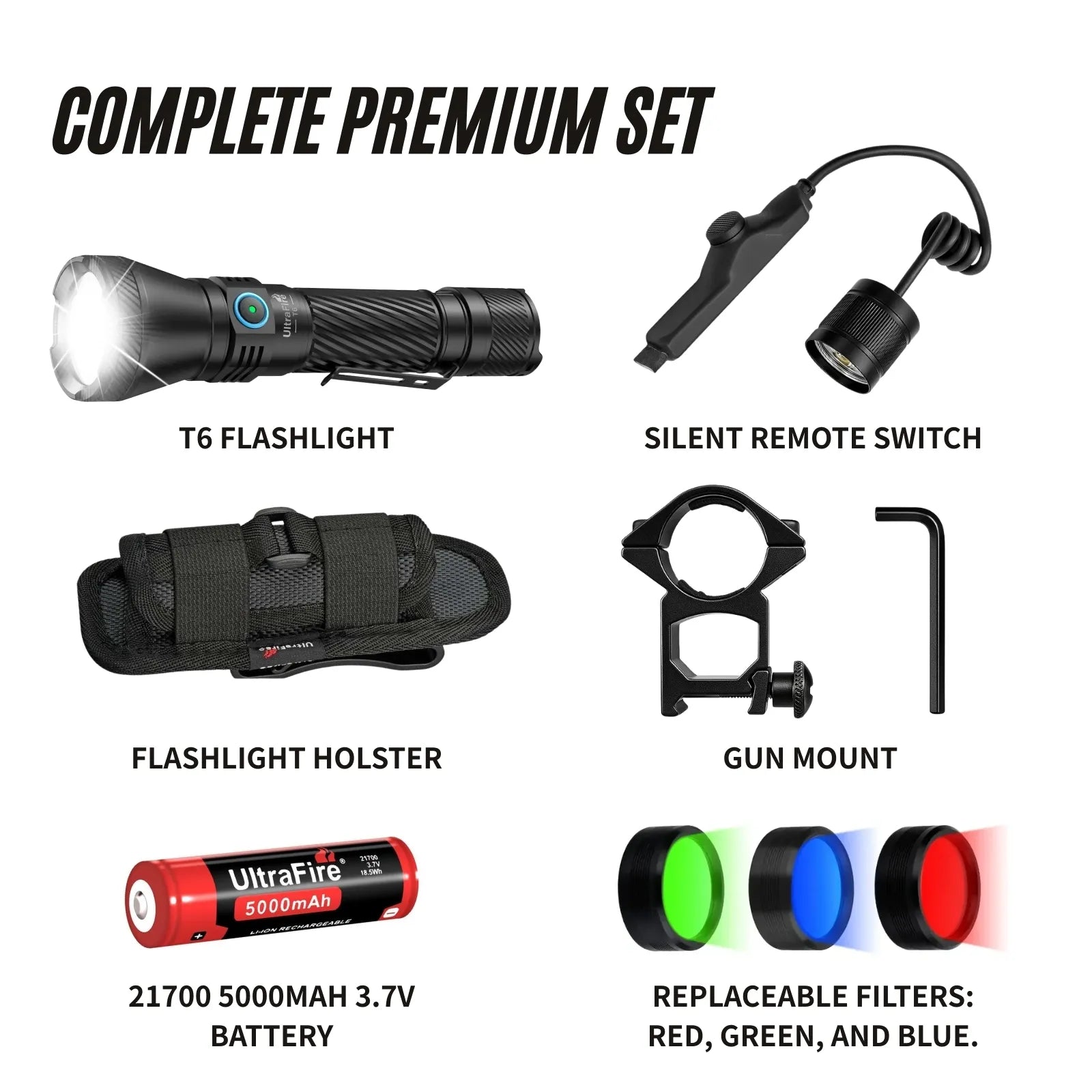 UltraFire T6 High Beam Tactical Flashlight - 1800 LUMENS UltraFire T6 High Beam Tactical Flashlight - 1800 LUMENS