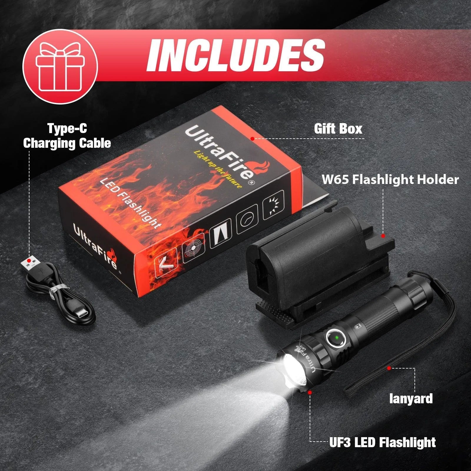 UF3 Rechargeable Tactical Flashlight - UltraFire