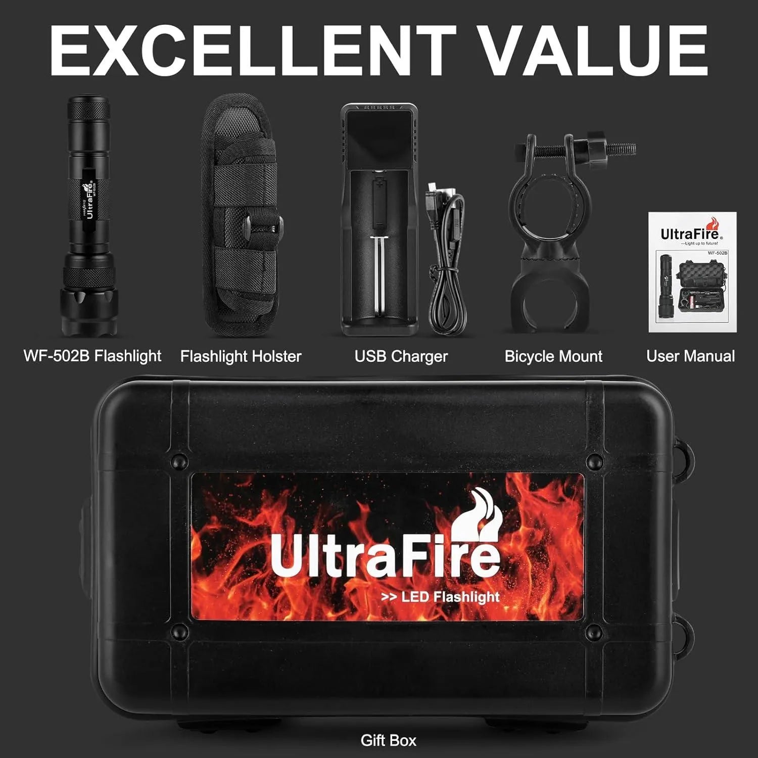 Torcia Ultra Fire WF-502B 10W Torcia LED Ultra Fire WF-502B Da 10W Torcia Ultra Fire WF-502B 10W Torcia LED Ultra Fire WF-502B Da 10W