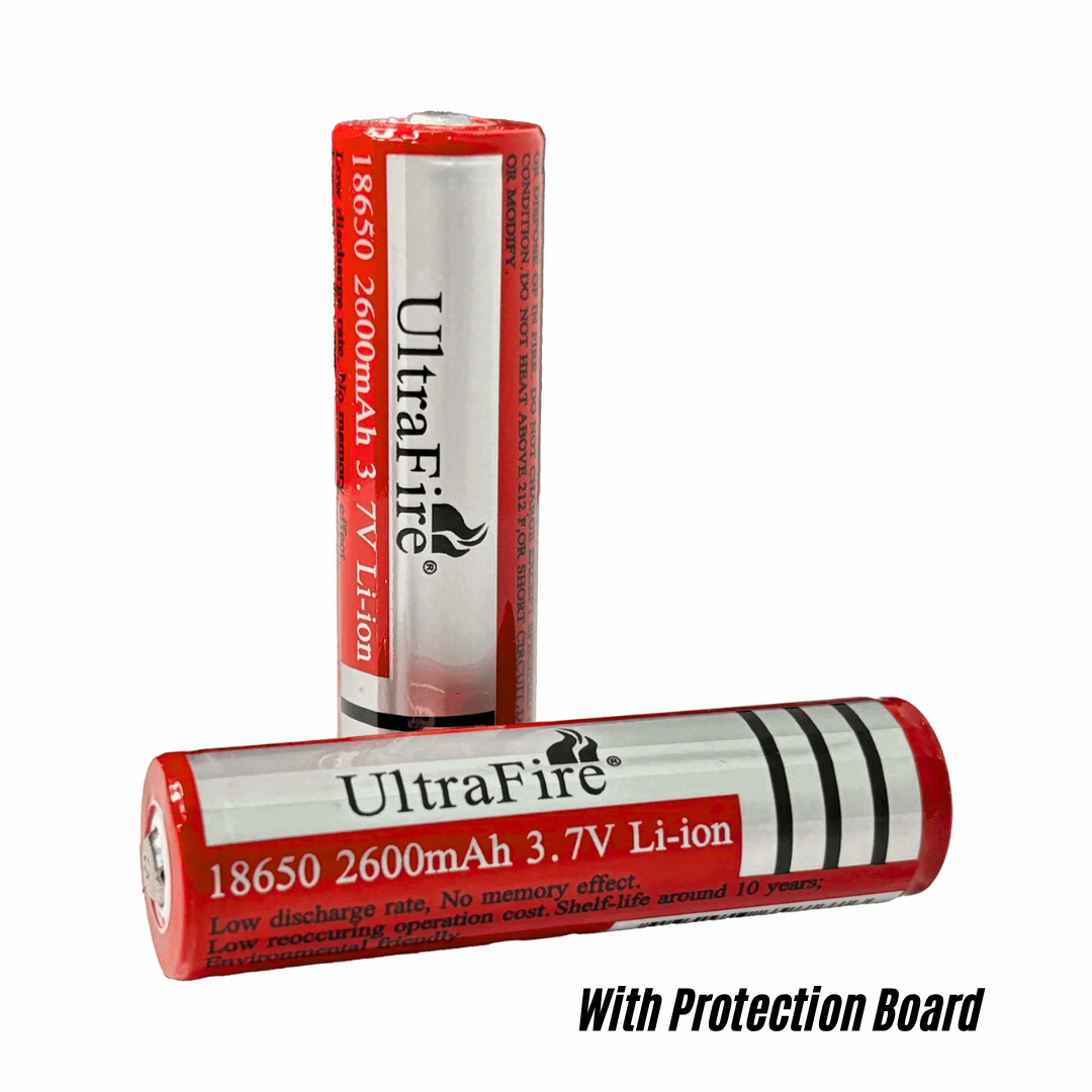 18650 2600mAh 3.7V Rechargeable Batteries (2-Pack) - With Protection Board - UltraFire