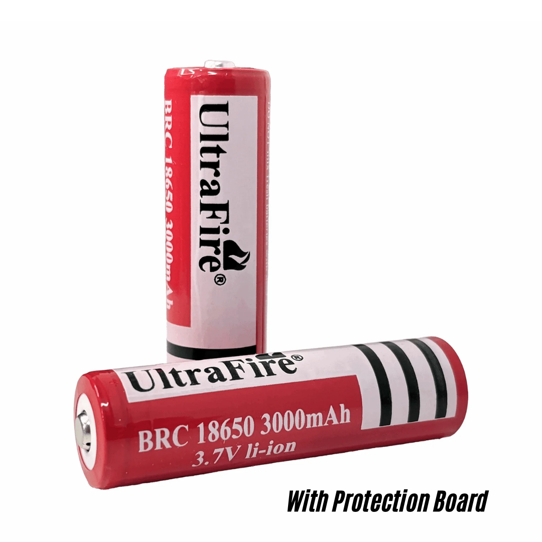 18650 3000mAh 3.7V Rechargeable Batteries (2-Pack) - With Protection Board - UltraFire