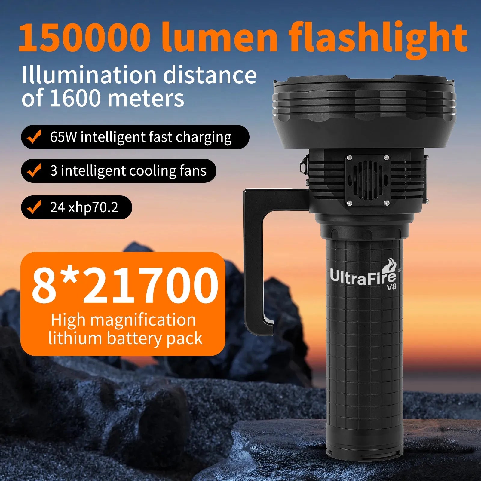 brightest rechargable flashlight UltraFire V8 Flashlight