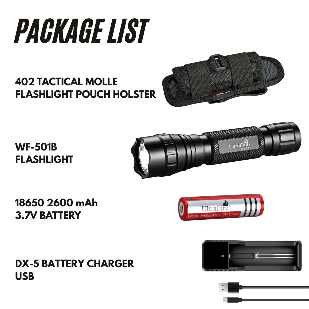 WF-501B Tactical Flashlight - With Holster - UltraFire