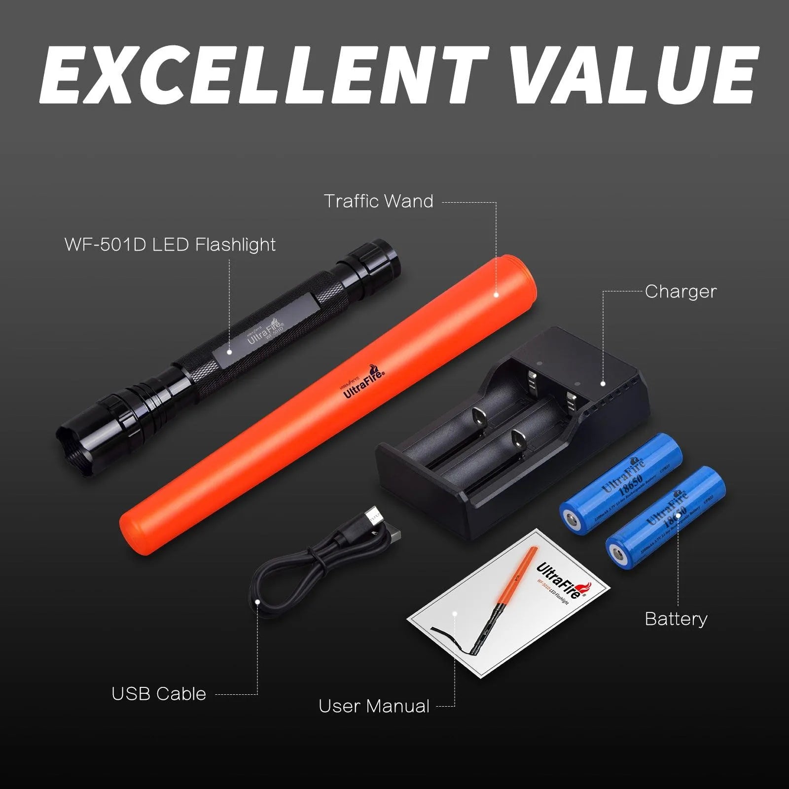 WF-501D Traffic Wand Flashlight - UltraFire