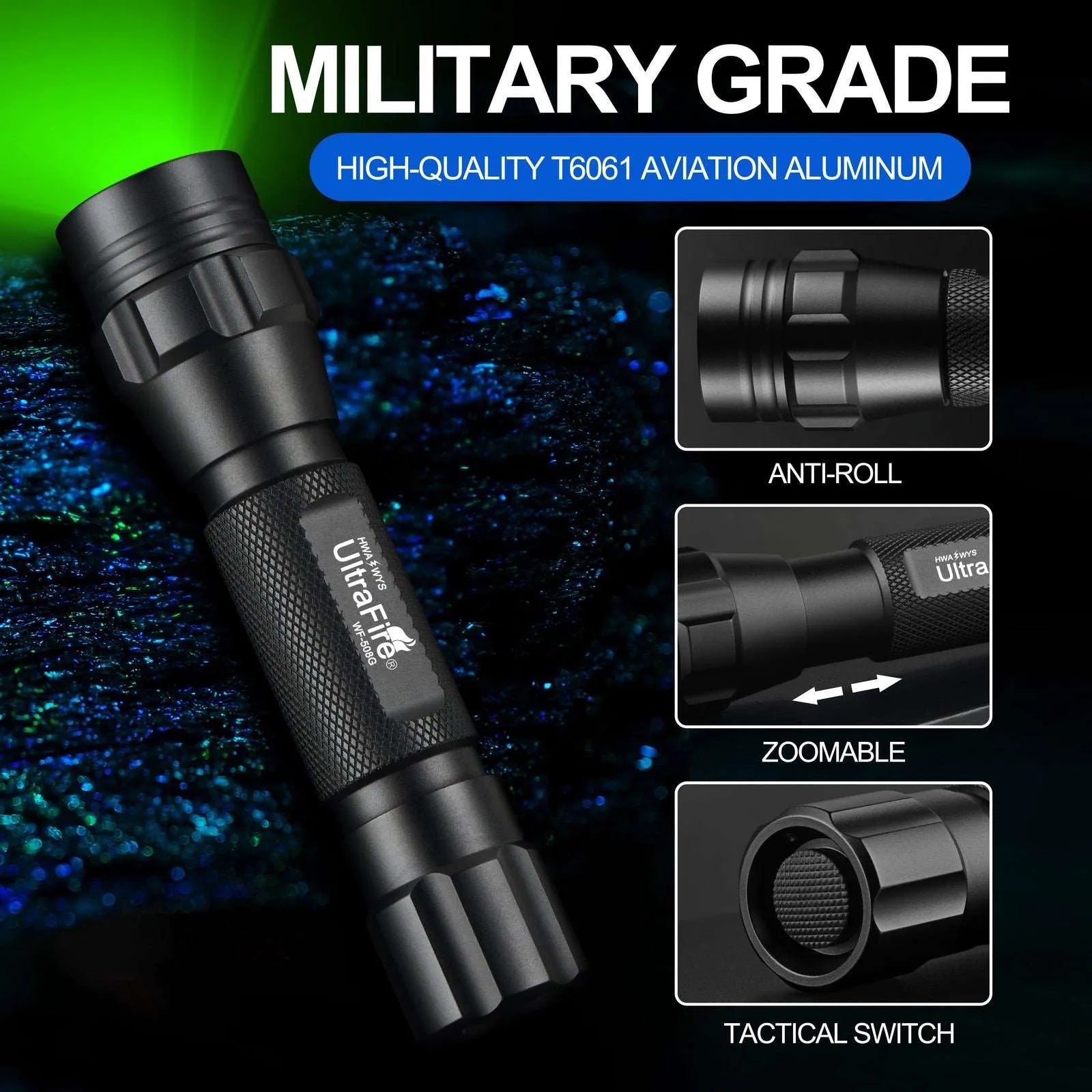 UltraFire WF-508G/R/IR Zoom Hunting Flashlight