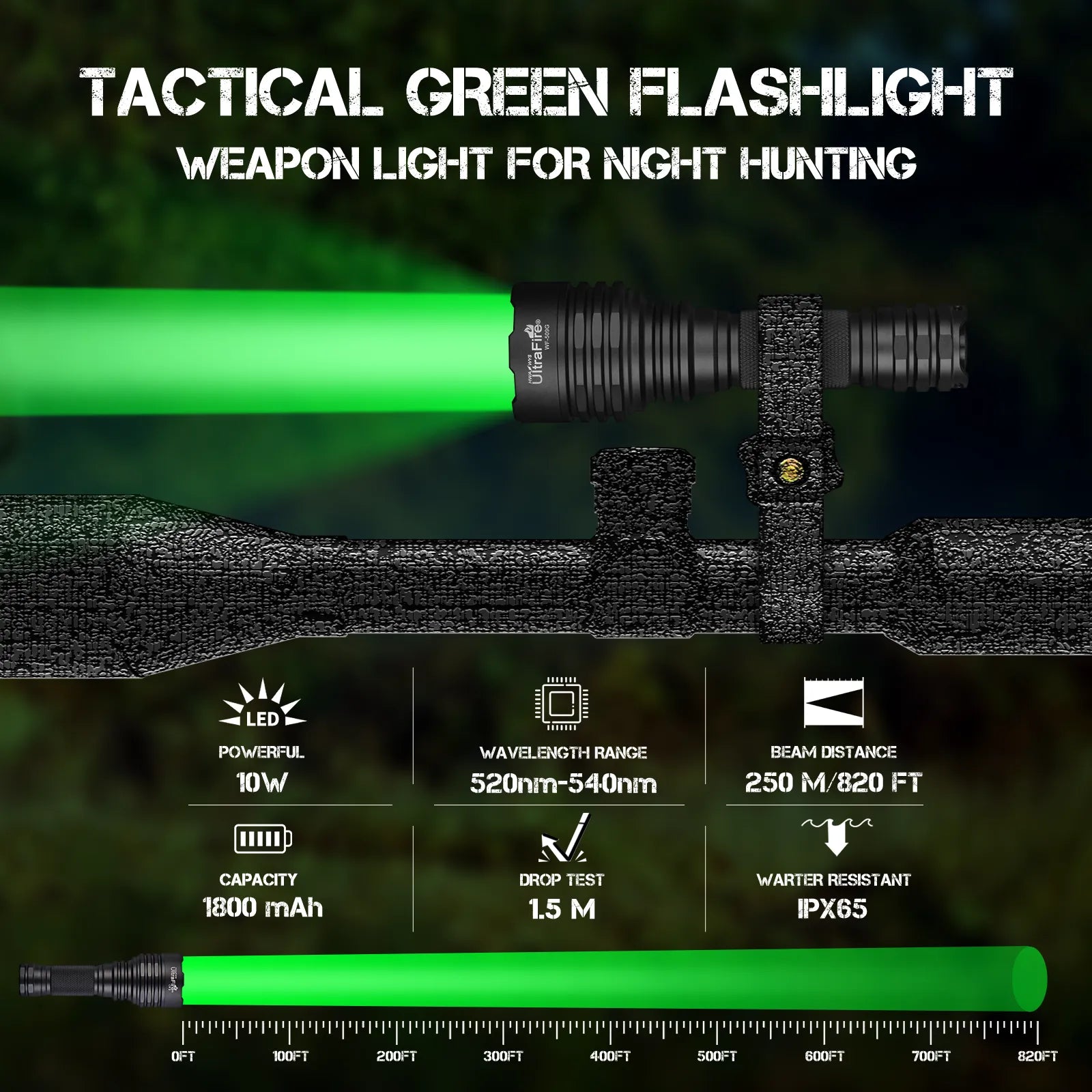 WF-509G Green LED Hunting Flashlight - UltraFire