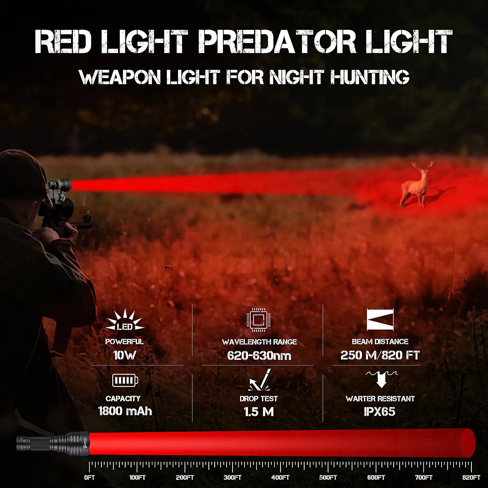 WF-509R Red LED Hunting Flashlight - UltraFire