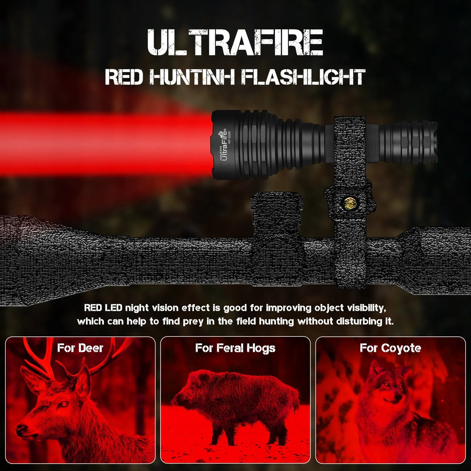 WF-509R Red LED Hunting Flashlight - UltraFire