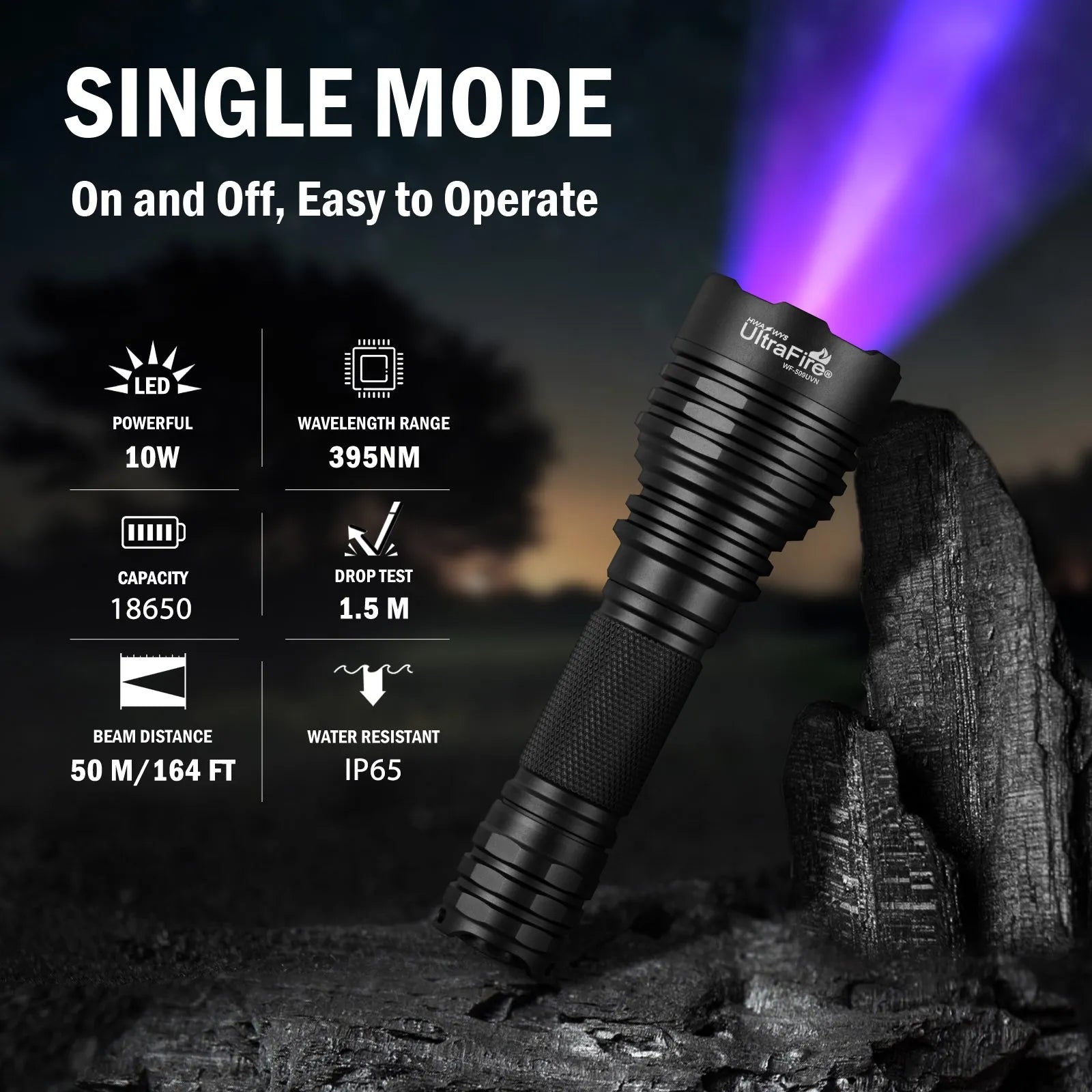 WF-509UVN Flashlight (395nm 10W) - UltraFire