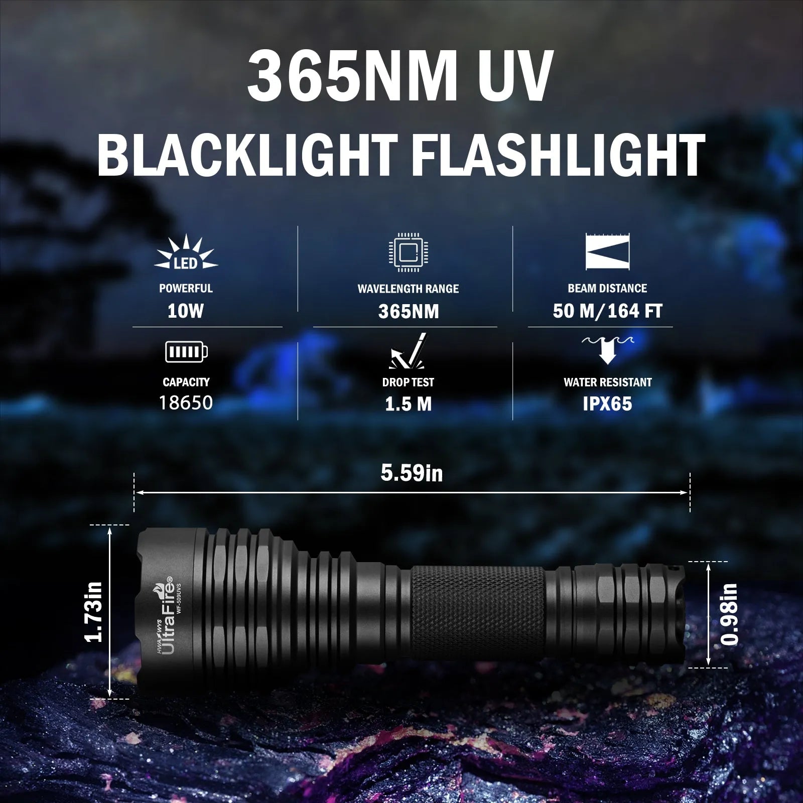WF-509UVS Flashlight (365nm 10W) - UltraFire