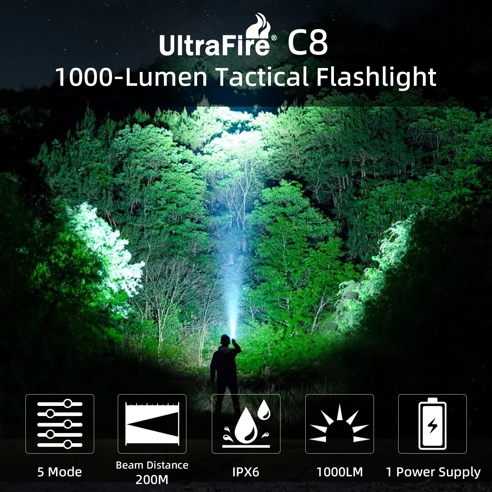 UltraFire® C8 Tactical Flashlight