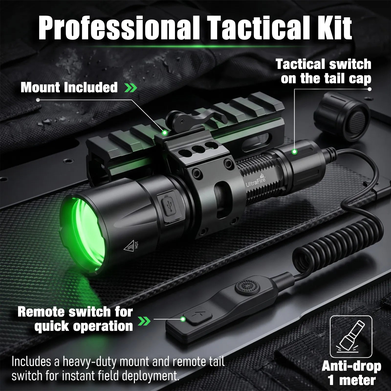 UltraFire® LG20X PRO Green Led Flashlight