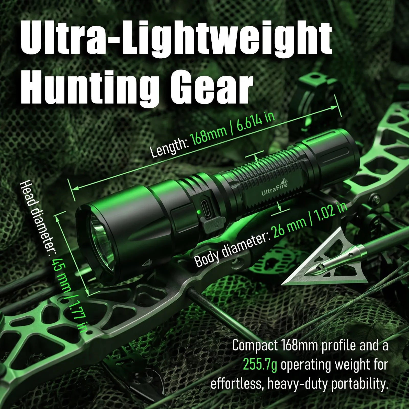 UltraFire® LG20X PRO Green Led Flashlight