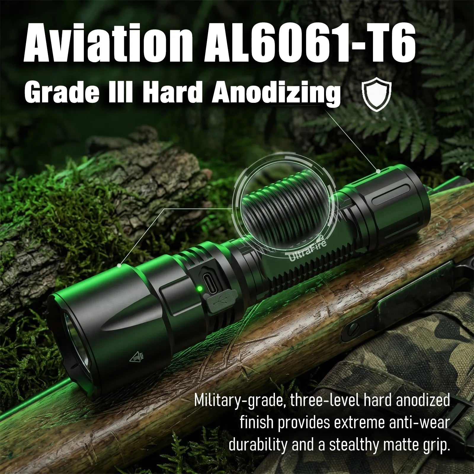 UltraFire® LG20X PRO Green Led Flashlight