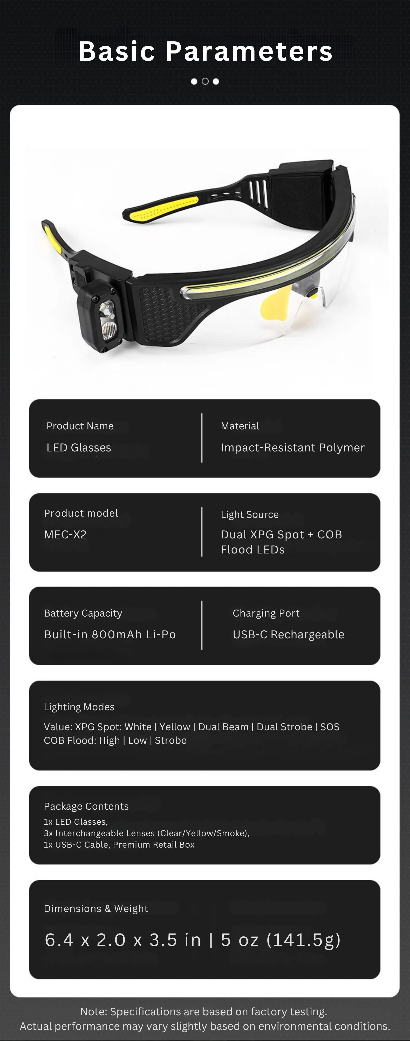 UltraFire® MEC-X2 LED Glasses