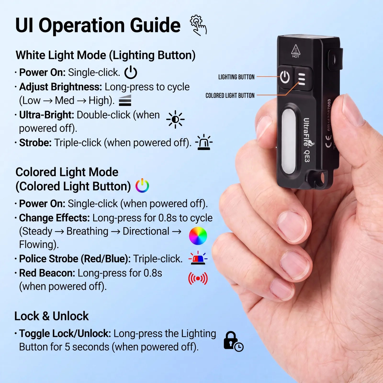 UltraFire® QE3 Mini EDC Flashlight