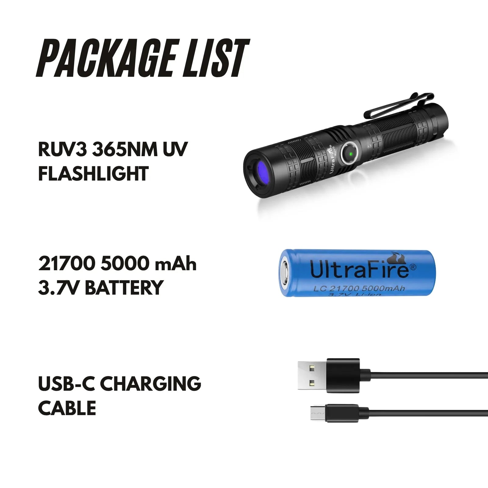 Lampe de poche UV UltraFire® RUV3 365 nm