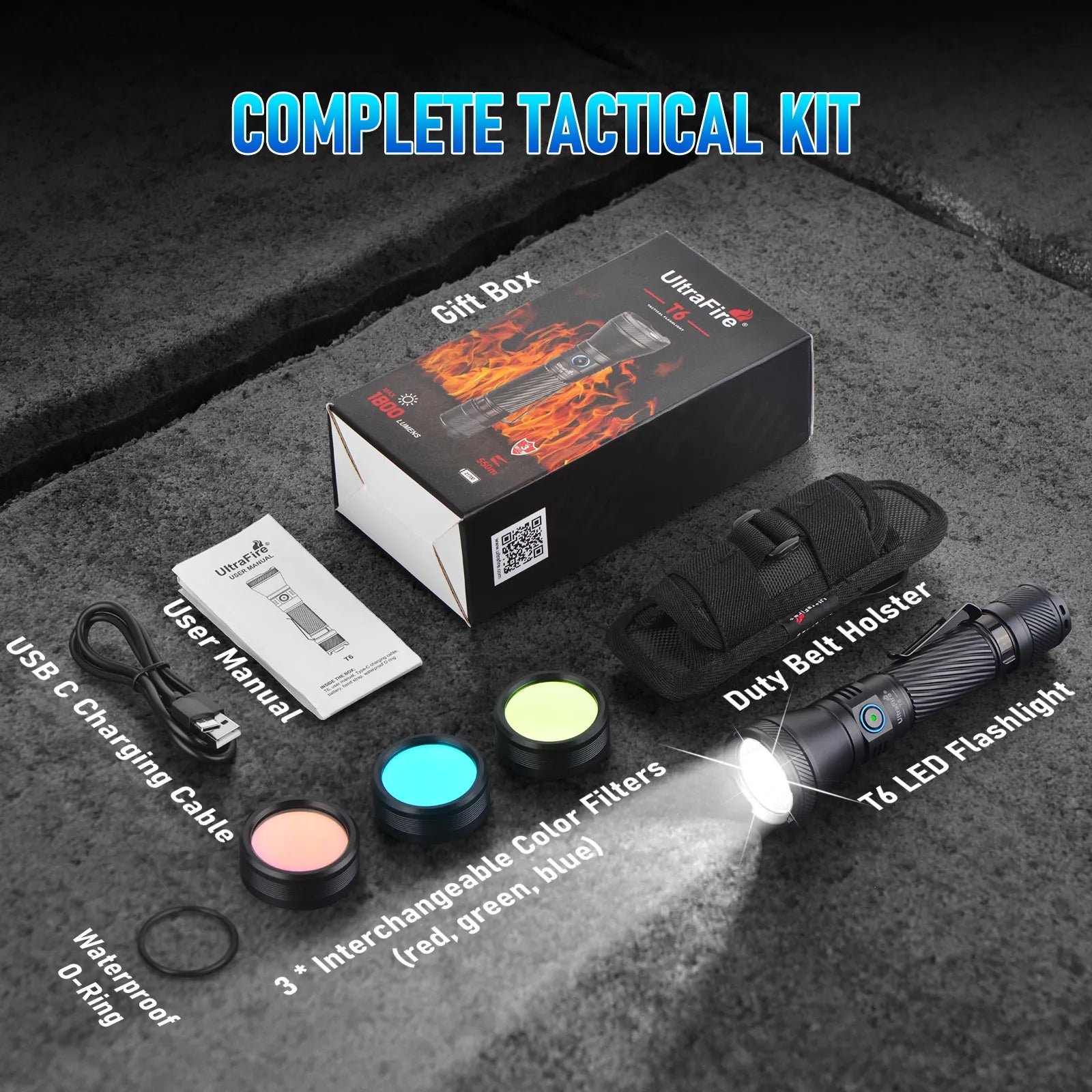 Linterna táctica de haz alto UltraFire T6