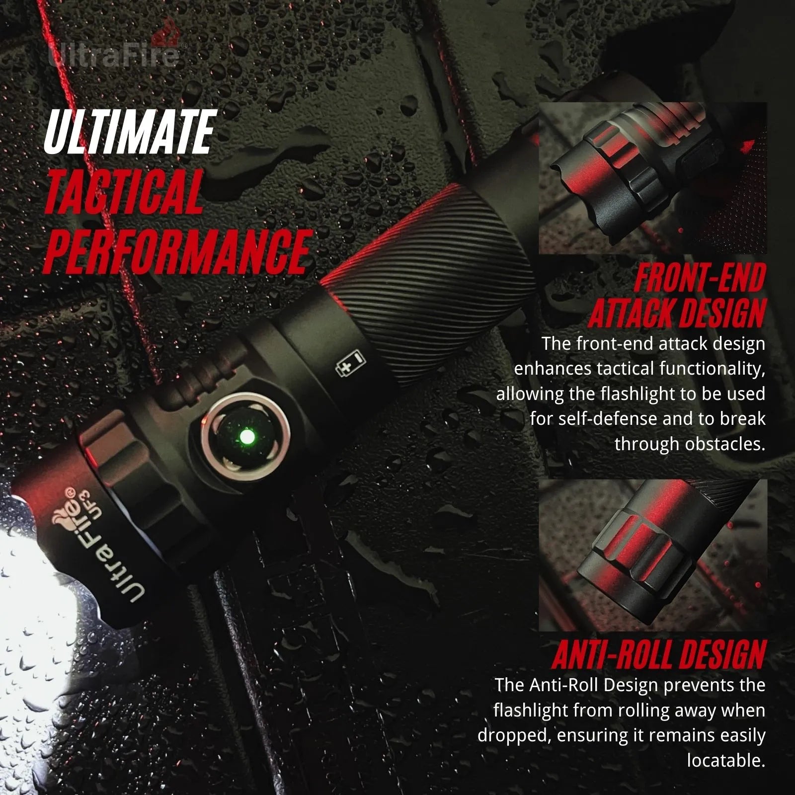 UltraFire UF3 Rechargeable Tactical Flashlight - 1200LM