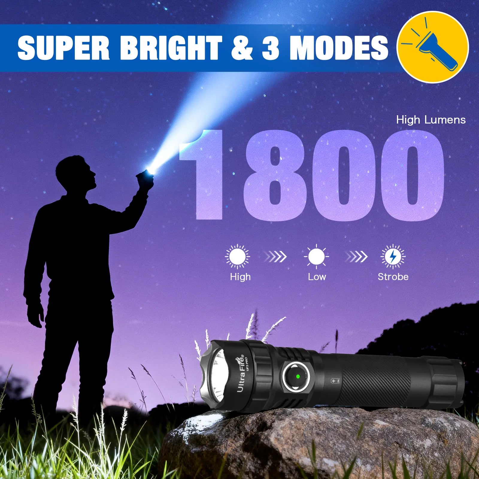 UltraFire UF3 PRO Tactical LED Flashlight