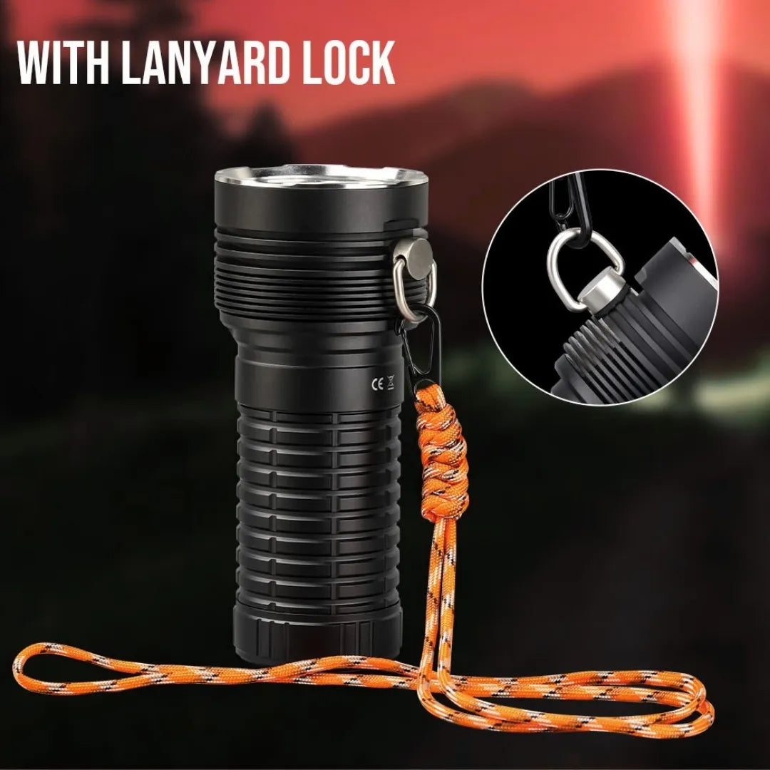 UltraFire V20K Rechargeable Floodlight Flashlight – 20,000 Lumens | 530m Throw | 32,000mAh Battery | 6 LEDs | High Brightness