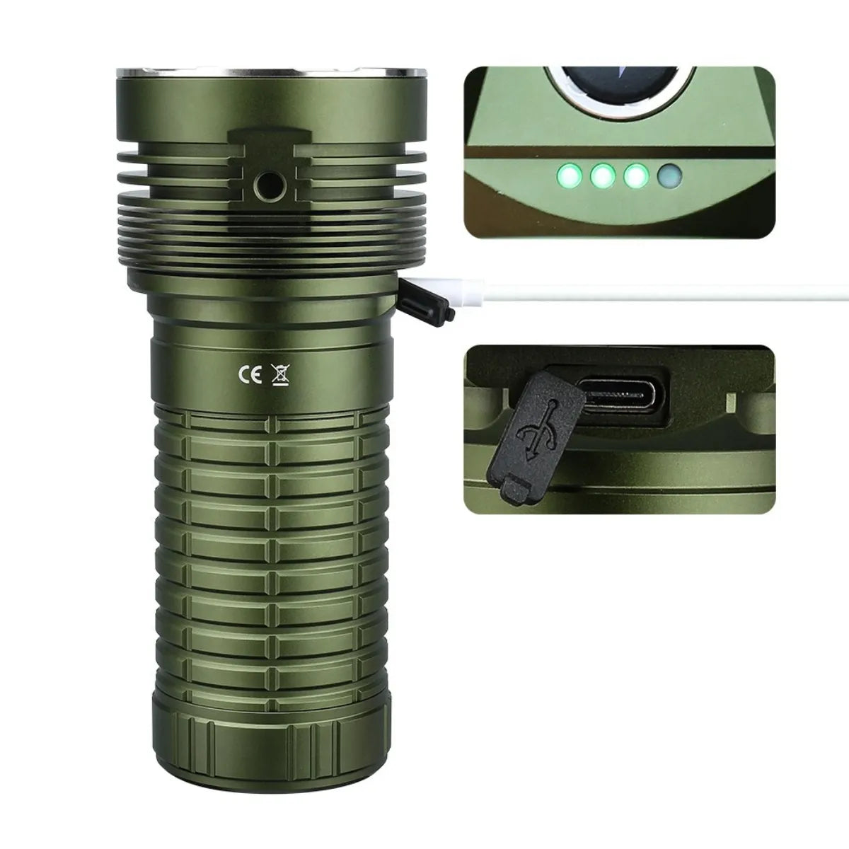 UltraFire V20K Rechargeable Floodlight Flashlight – 20,000 Lumens | 530m Throw | 32,000mAh Battery | 6 LEDs | High Brightness